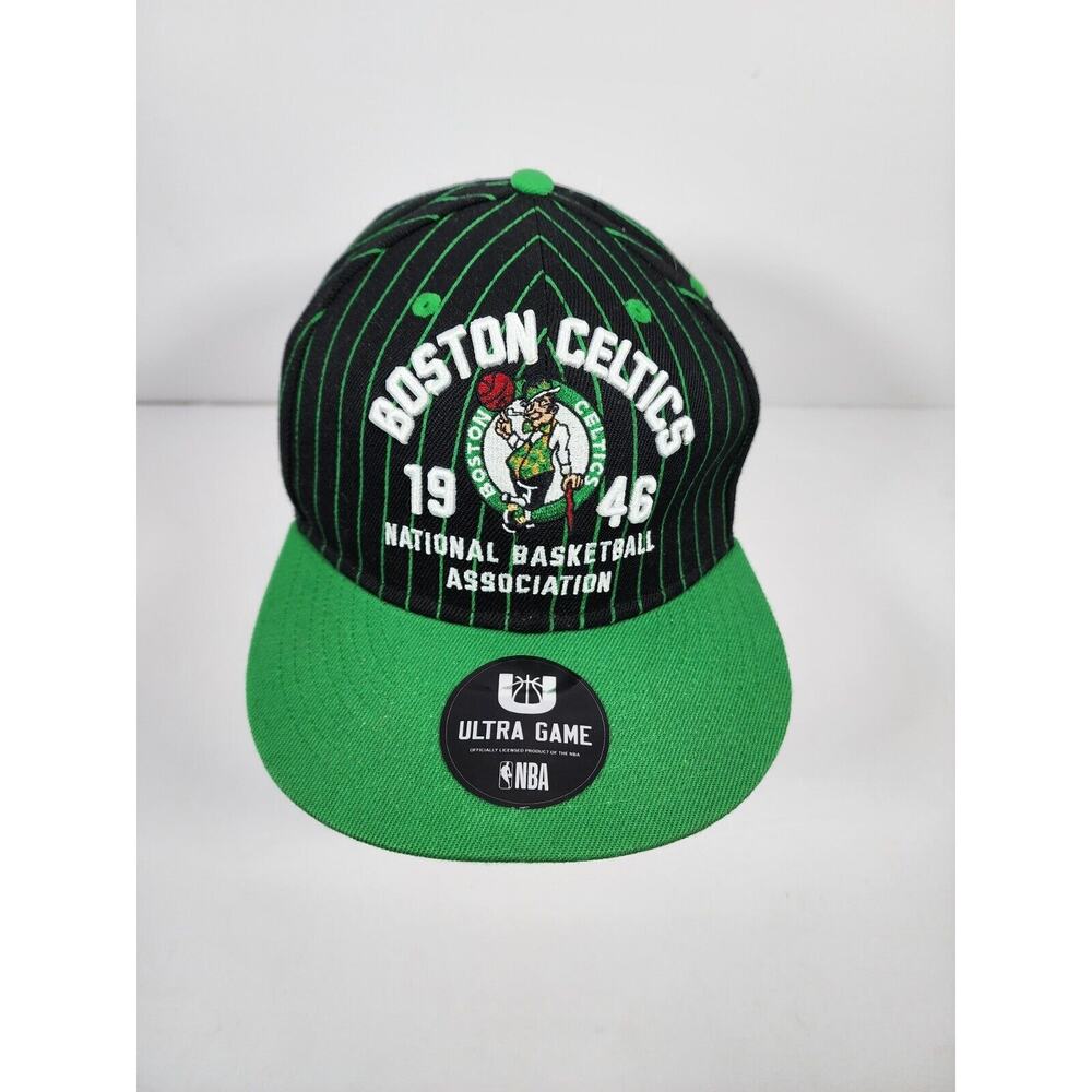 Ultra Game Mens Boston Celtics Snapback Hat Cap Black Green One Size Fits Most